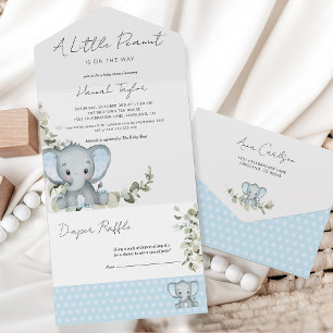 Elephant Boy Baby shower All In One Uitnodiging