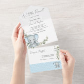 Elephant Boy Baby shower All In One Uitnodiging (Afscheurbaar)