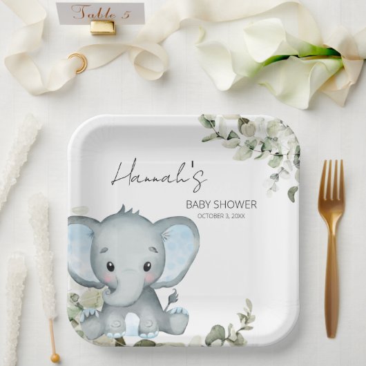 Elephant Boy Baby shower Papieren Bordje (Huwelijk)