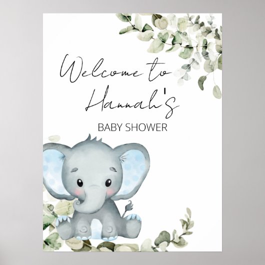 Elephant Boy Baby shower Welcome Sign Poster (Voorkant)