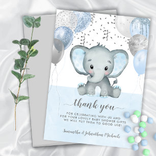 Elephant Boy Balloons Waterverf Baby shower Bedankkaart