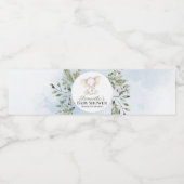 Elephant Boy Blue Greenery Baby shower Waterfles Etiket (Enkel label)