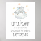 Elephant Boy Little Peanut Baby shower Welcome Poster (Voorkant)