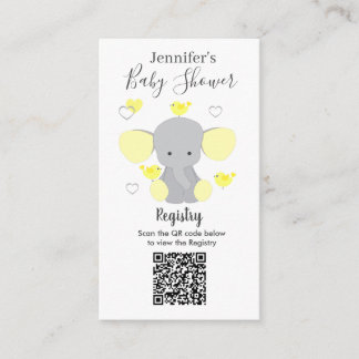 Elephant Boy Meisje Baby shower Registratie QR Cod Informatiekaartje