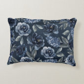 Elephant Boy Navy Rustieke Bloemen Naam Rozen Accent Kussen (Achterkant)