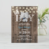 Elephant Boy Rustic Barn Wood Baby shower Kaart (Staand voorkant)