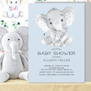 Elephant Boys baby shower Invitation Kaart