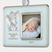 Elephant Boys Babys Eerste Kerstmis Foto Ornament (Links)