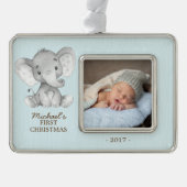Elephant Boys Babys Eerste Kerstmis Foto Ornament (Voorkant)