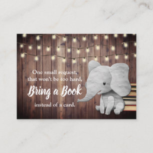Elephant Breng een Boek Rustige Baby shower Tussen Informatiekaartje