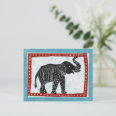 Elephant Briefkaart Blue Red Black White (Staand voorkant)