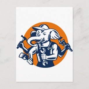 Elephant Builder Plumber Mechanic Painter Cirkel R Briefkaart