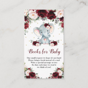 Elephant Burgundy Blush Floral Books voor Baby Informatiekaartje