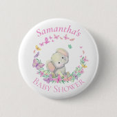 Elephant Butterflies Roze Baby shower Ronde Button 5,7 Cm (Voorkant)