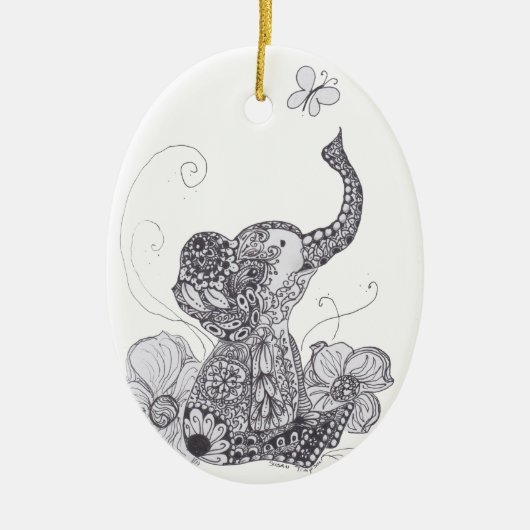 Elephant Butterfly Keramisch Ornament (Voorkant)