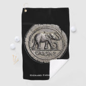 Elephant Caesar Roman Emperor Coin Round Golfhanddoek (Insitu)