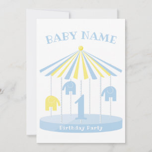 Elephant Carrousel Colorful First Uitnodiging