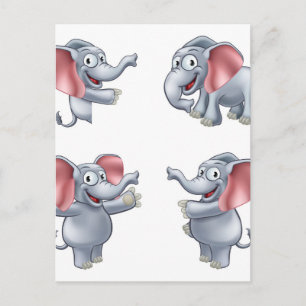 Elephant Cartoon Masoct Briefkaart
