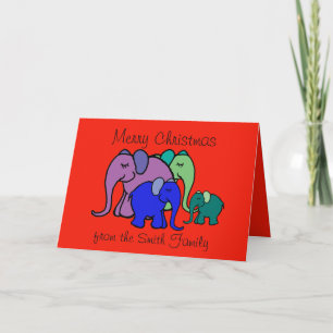Elephant Cartoon met aangepaste tekst kerstmis Feestdagen Kaart