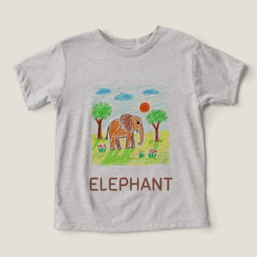 Eléphant Cartoon mignon - Enfants Animal Art (Design Recto)