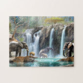 Elephant Cascade 3 Photo Puzzles Internet Jigsaw (Horizontal)