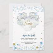 Elephant C'est Twins Baby shower Invitation (Devant)