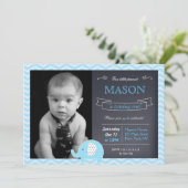 Elephant Chalkboard Birthday Party Invitations Kaart (Staand voorkant)