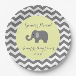Elephant chevron baby shower borden: Geslacht Papieren Bordje