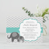 Elephant & Chevron Baby shower Kaart (Staand voorkant)