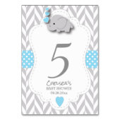 Eléphant Chevron bleu et gris - Carte table (Dos)