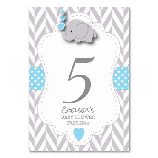 Eléphant Chevron bleu et gris - Carte table (Par défaut)