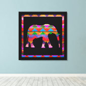 Elephant Chevron Pattern on Wood Canvas Afdruk (Insitu (Houten vloer))