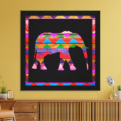 Elephant Chevron Pattern on Wood Canvas Afdruk (Insitu (Woonkamer))