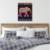 Elephant Chevron Pattern on Wood Canvas Afdruk (Insitu (Slaapkamer))
