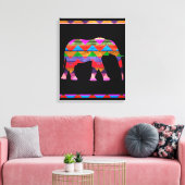 Elephant Chevron Pattern on Wood Canvas Afdruk (Insitu (Woonkamer))