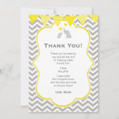 Elephant Chevron Yellow Baby shower Hartelijk dank Bedankkaart (Voorkant)
