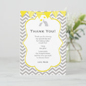 Elephant Chevron Yellow Baby shower Hartelijk dank Bedankkaart (Staand voorkant)