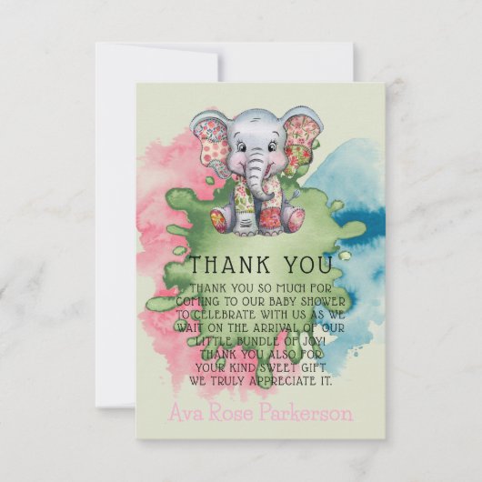 Elephant Chic fille ou garçon Baby shower Merci (Devant)