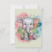 Elephant Chic fille ou garçon Baby shower Merci (Dos)
