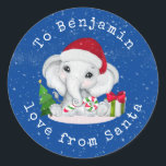 Elephant Childs Name Love From Père Noël Christmas<br><div class="desc">Joli Eléphant Enfants Nom Amour De Noël Père Noël. Personnalisez le texte selon vos besoins.</div>