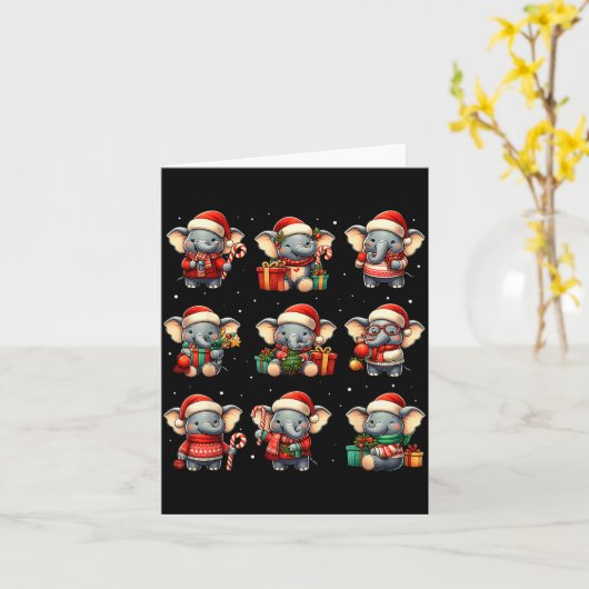 Elephant Christmas Funny Elephant Lover Pajama Men Kaart (Gele Bloem)