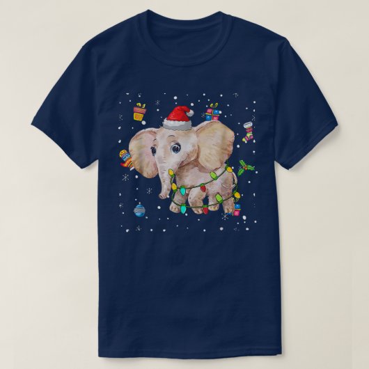 Elephant Christmas Lights Tree Decoration Xmas Sno T-shirt (Design voorkant)