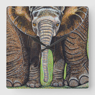 Elephant Clock - Mam en ik Vierkante Klok