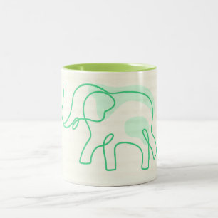 Elephant Collage Line Art Coffee Mok