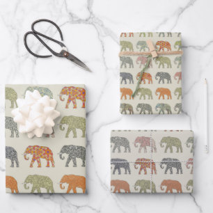 Elephant Colorful Animal Patroon Inpakpapier Vel