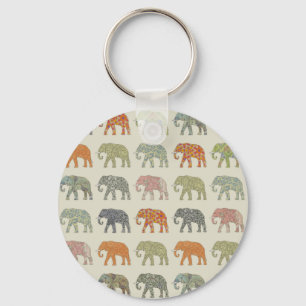 Elephant Colorful Animal Patroon Sleutelhanger