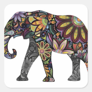 Elephant Colorful Vierkante Sticker