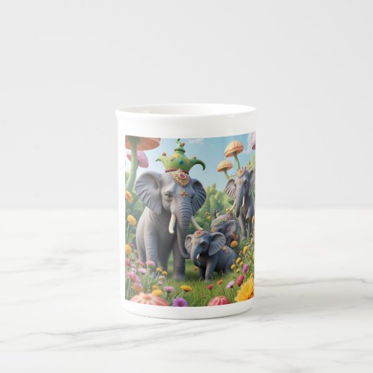 Elephant colourful whimsical mug porselein kop (Voorkant)