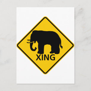Elephant Crossing Highway Sign Briefkaart