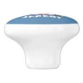 Elephant crown nursery style blue custom text keramische knop (Zijkant)